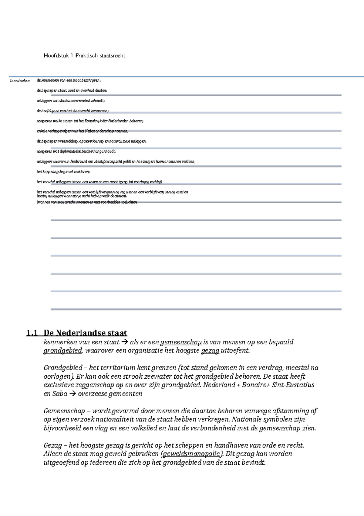 Samenvatting Hoofdstuk 1 Praktisch Staatsrecht - Hoofdstuk 1 Praktisch ...