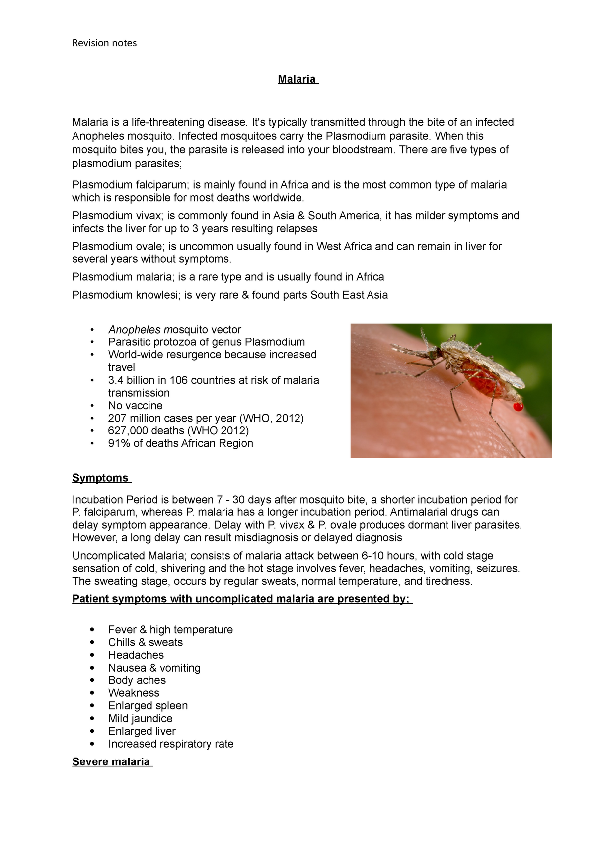 recent literature review on malaria parasite