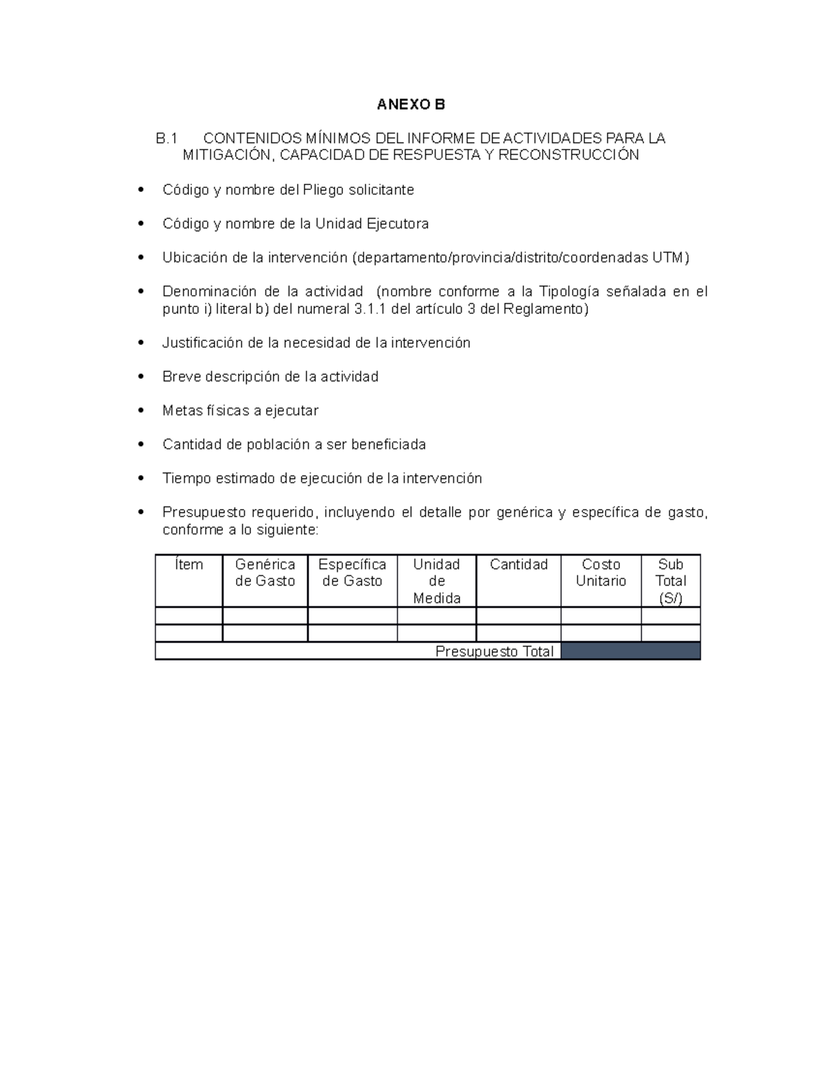 Anexo B Contenidos Minimos 08052017 - ANEXO B B CONTENIDOS MÍNIMOS DEL ...