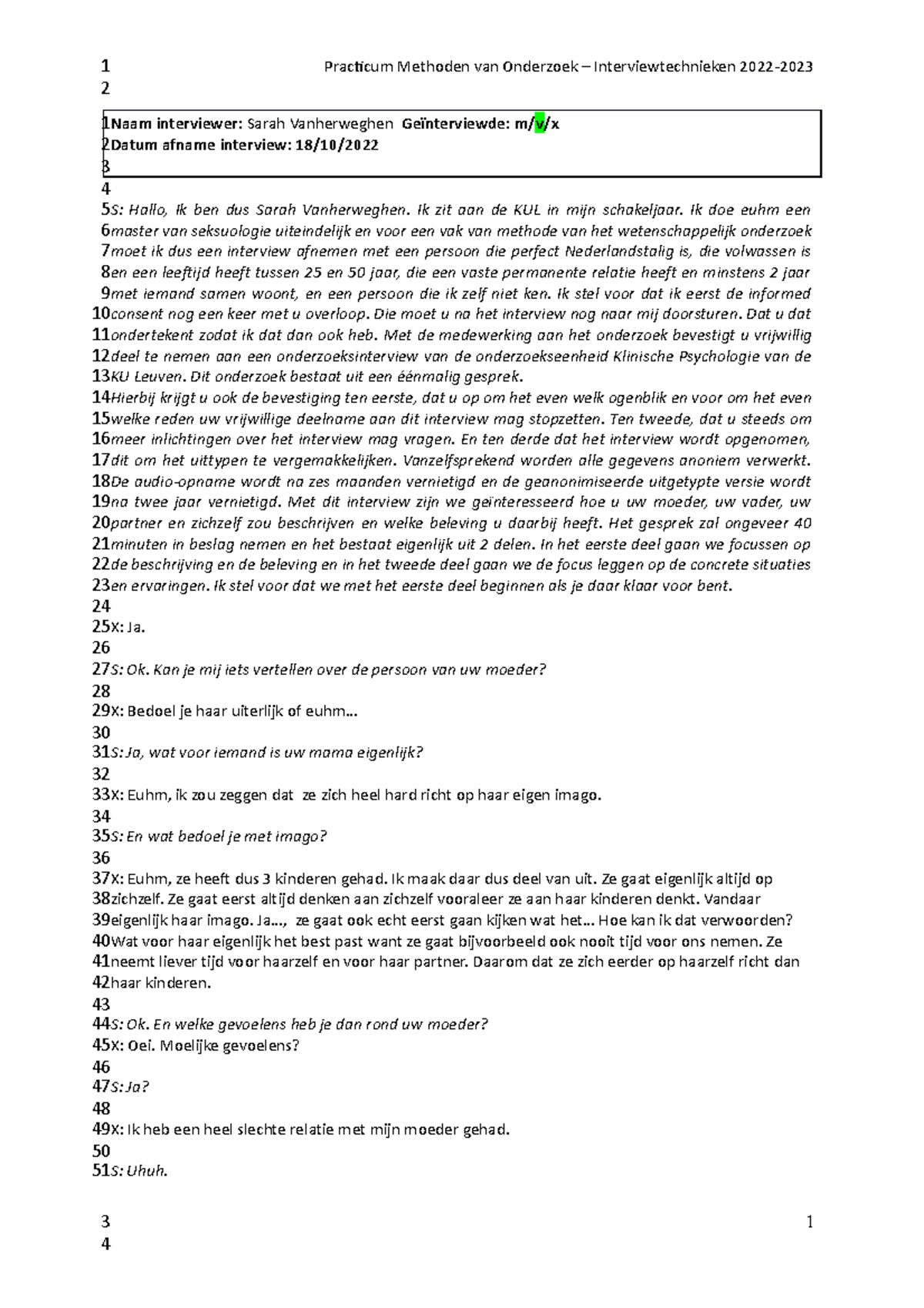 Opbouw Van Een Transcript Voorbeeld - Practicum Methoden Van Onderzoek ...