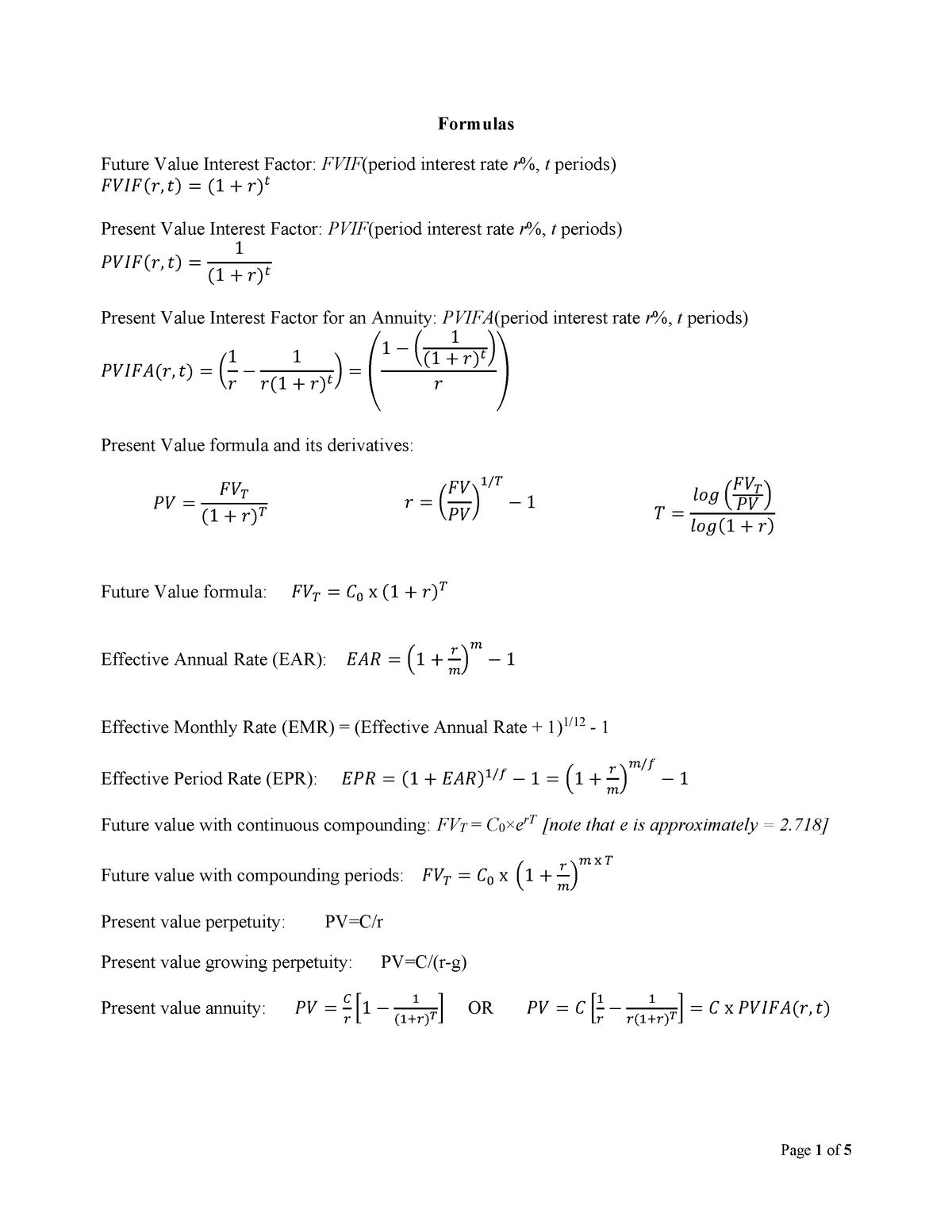 New Equation Sheet And Discounting Table Mid Term Warning Tt