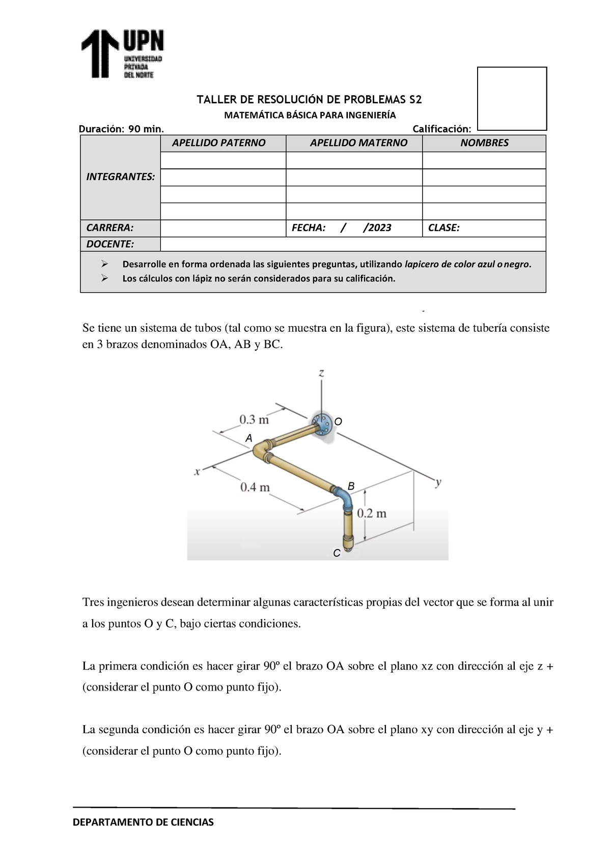 TRP S2 Vectores EN R3 1 - Copia - TALLER DE RESOLUCI”N DE PROBLEMAS S ...