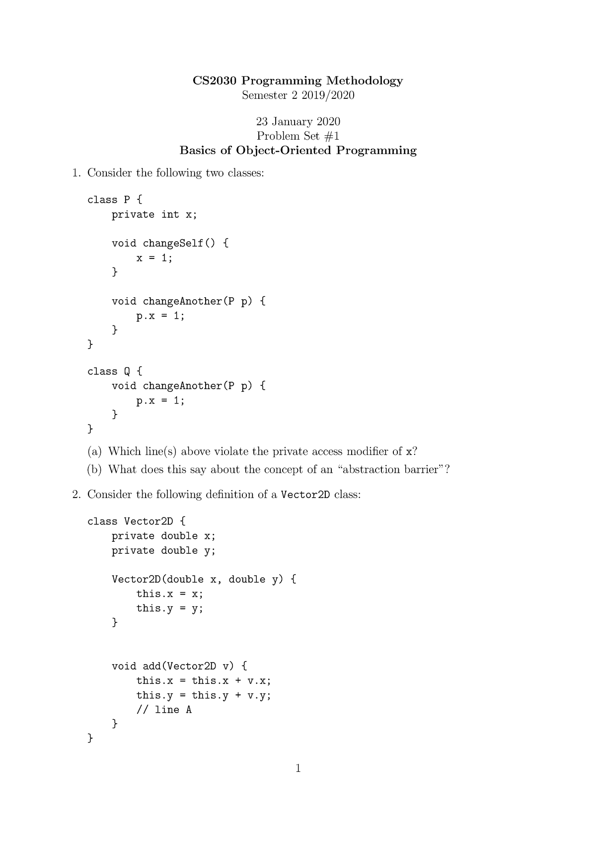 Recitation 01 - CS2030 Programming Methodology Semester 2 2019/ 23 ...