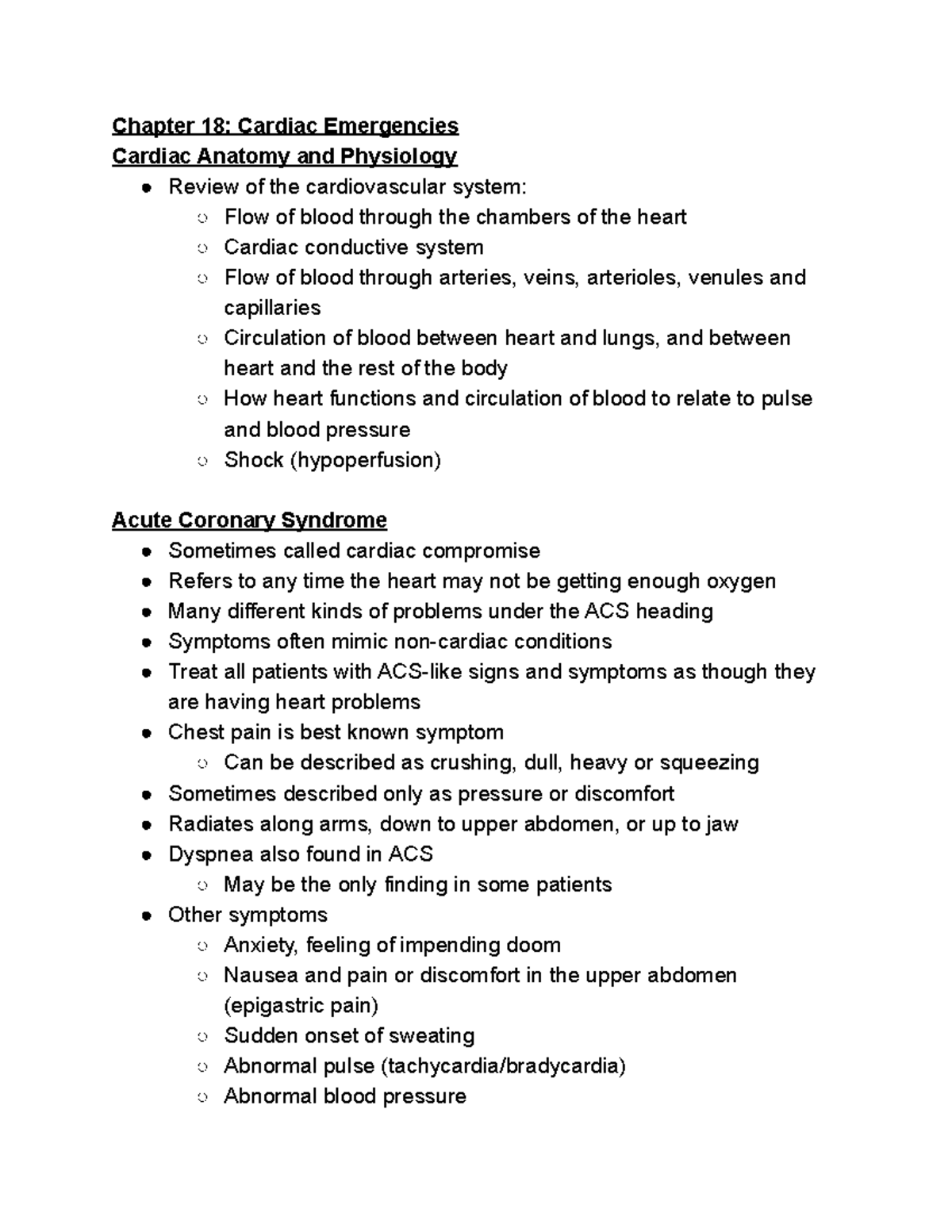 Chapter 18 Cadiac Emergencies - Chapter 18: Cardiac Emergencies Cardiac ...