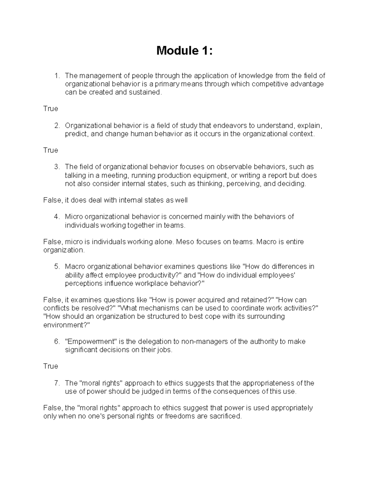 Review Questions Module 18 Module 1 The management of people