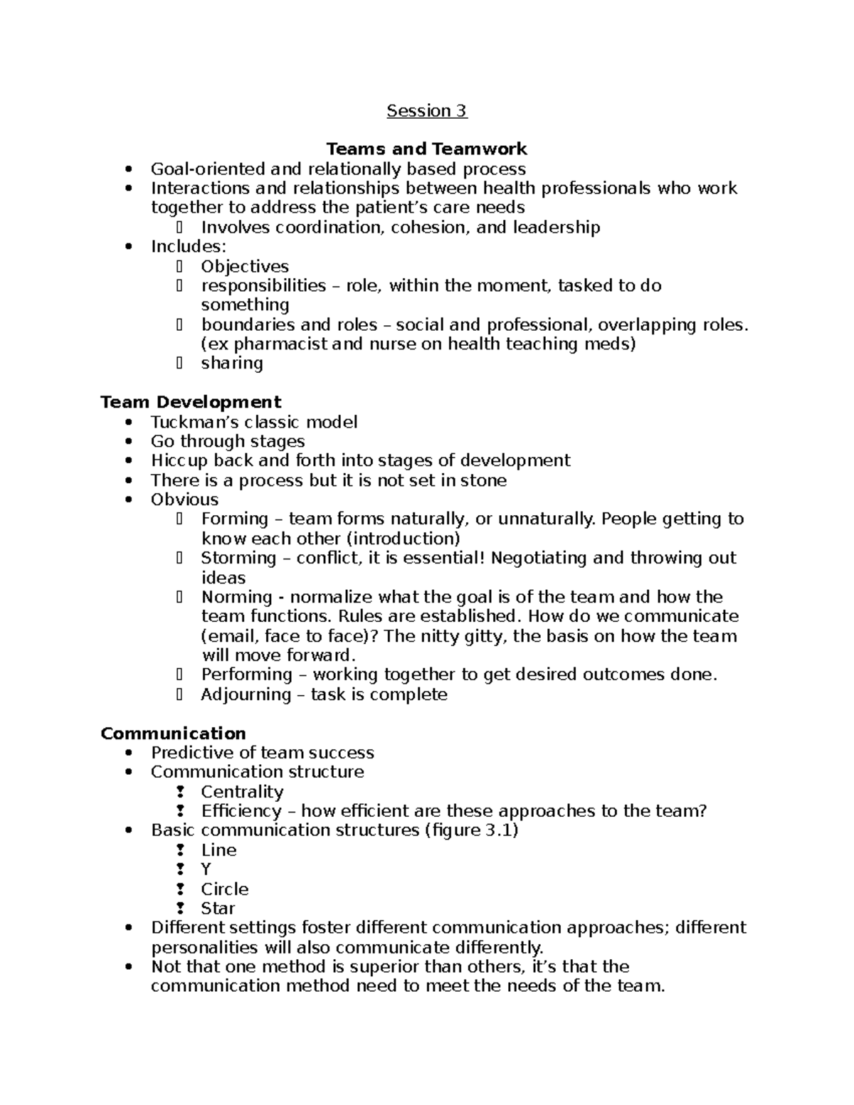 Week 3 notes - teams and teamwork - Session 3 Teams and Teamwork Goal ...
