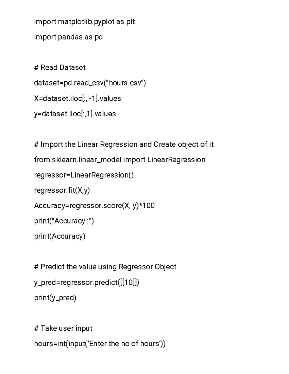Machine Learning Code 2 - import matplotlib as plt import pandas as pd ...