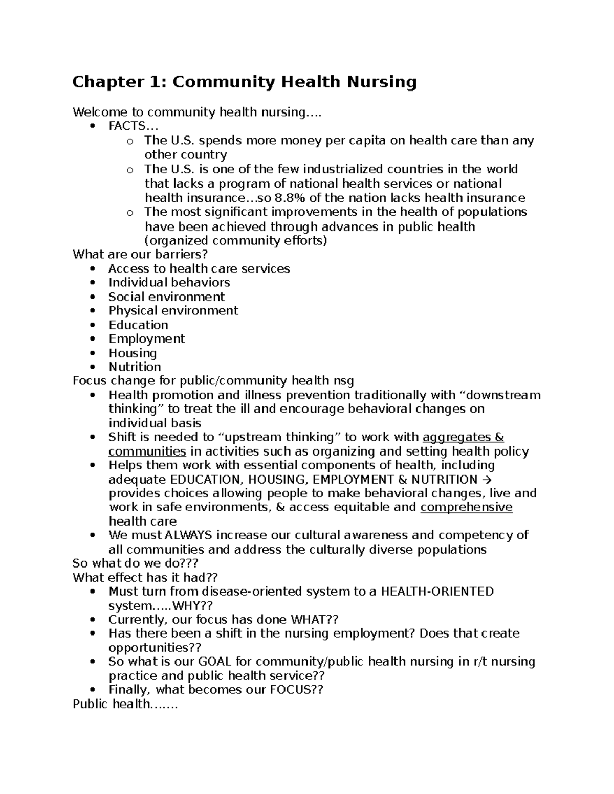 Chapter 1 Community Health Nursing - Chapter 1: Community Health ...