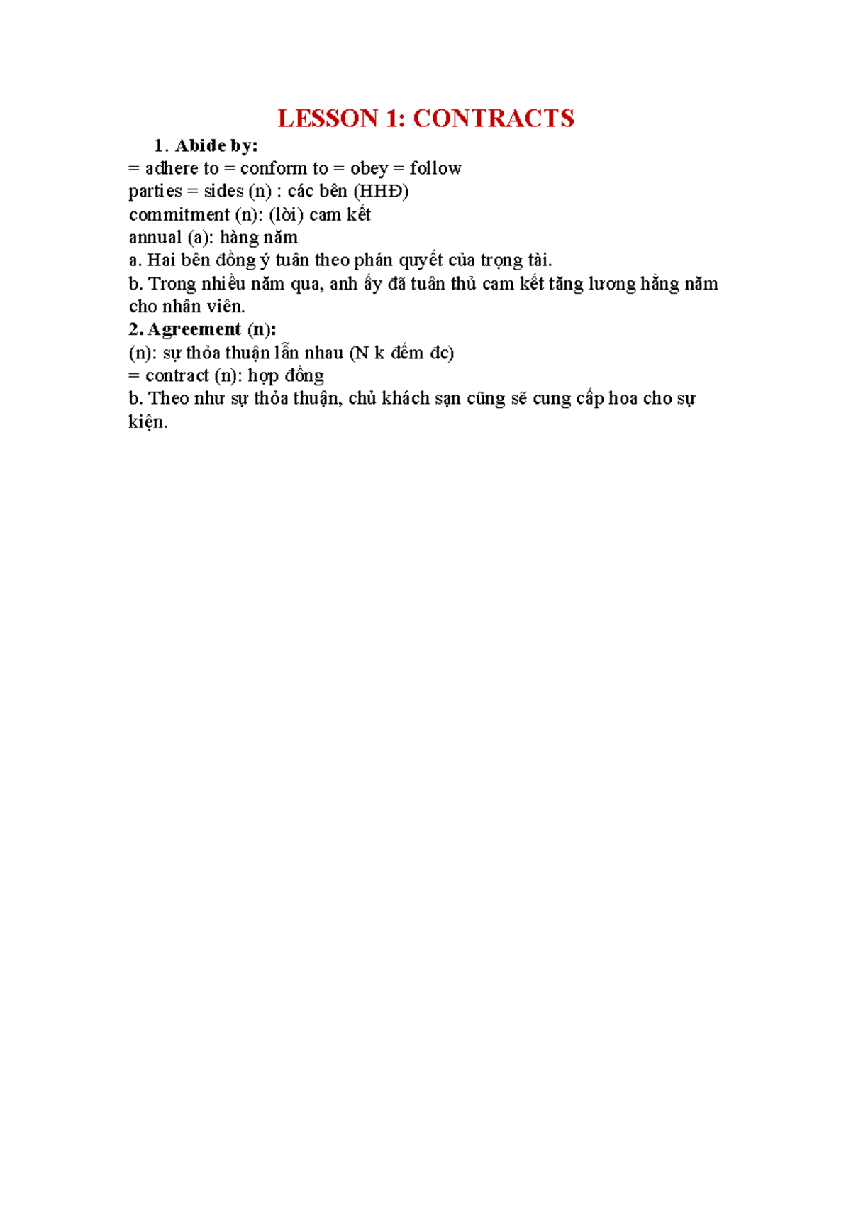 KEY 600 - hayyyyyy - LESSON 1: CONTRACTS Abide by: = adhere to ...