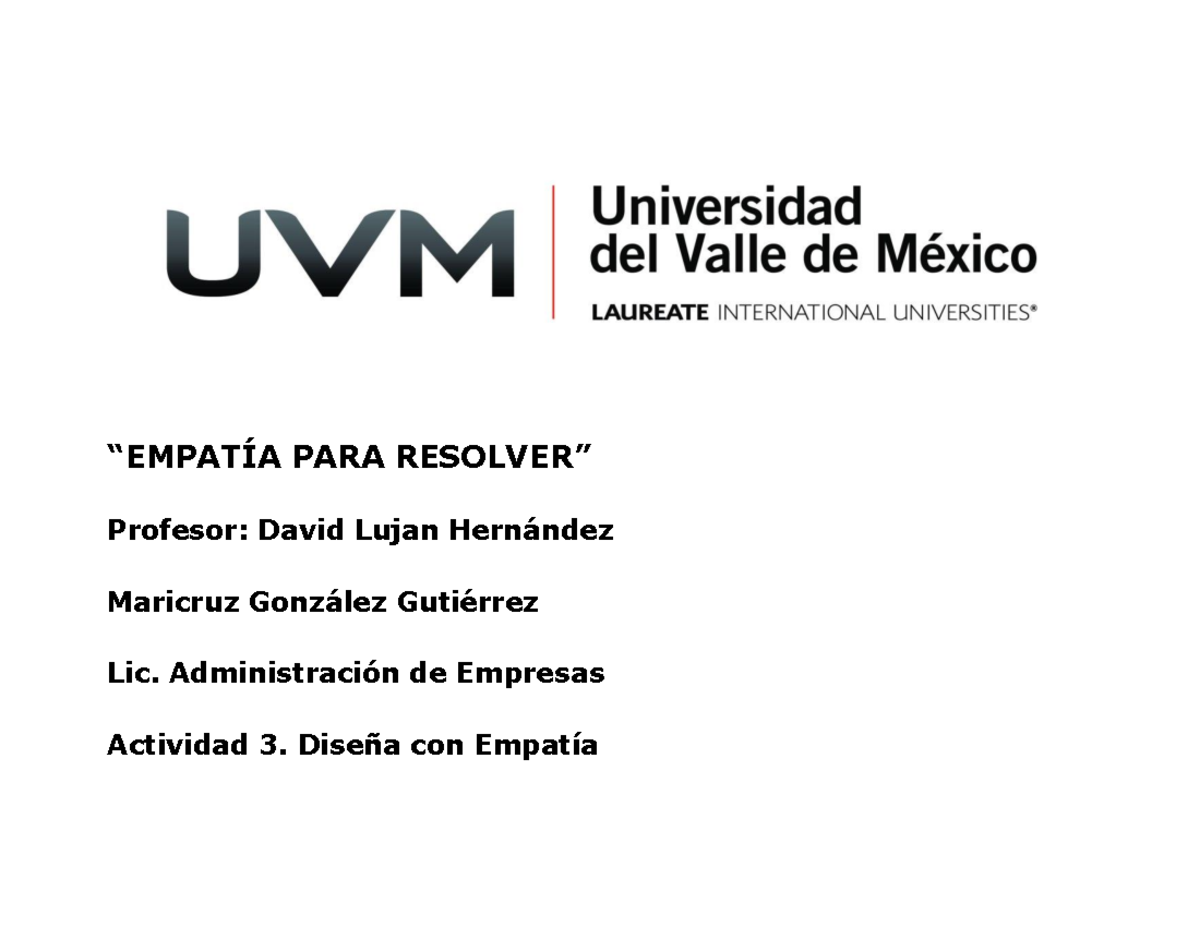 A#3 MGG - Actividad 3 Empatia para resolver. - “EMPATÕA PARA RESOLVER ...