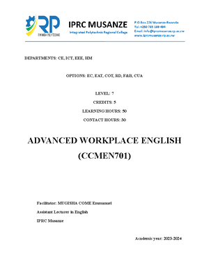 Ccmem 701 Handout - im soldier - DEPARTMENT OF CIVIL ENGINEERING SECTOR ...