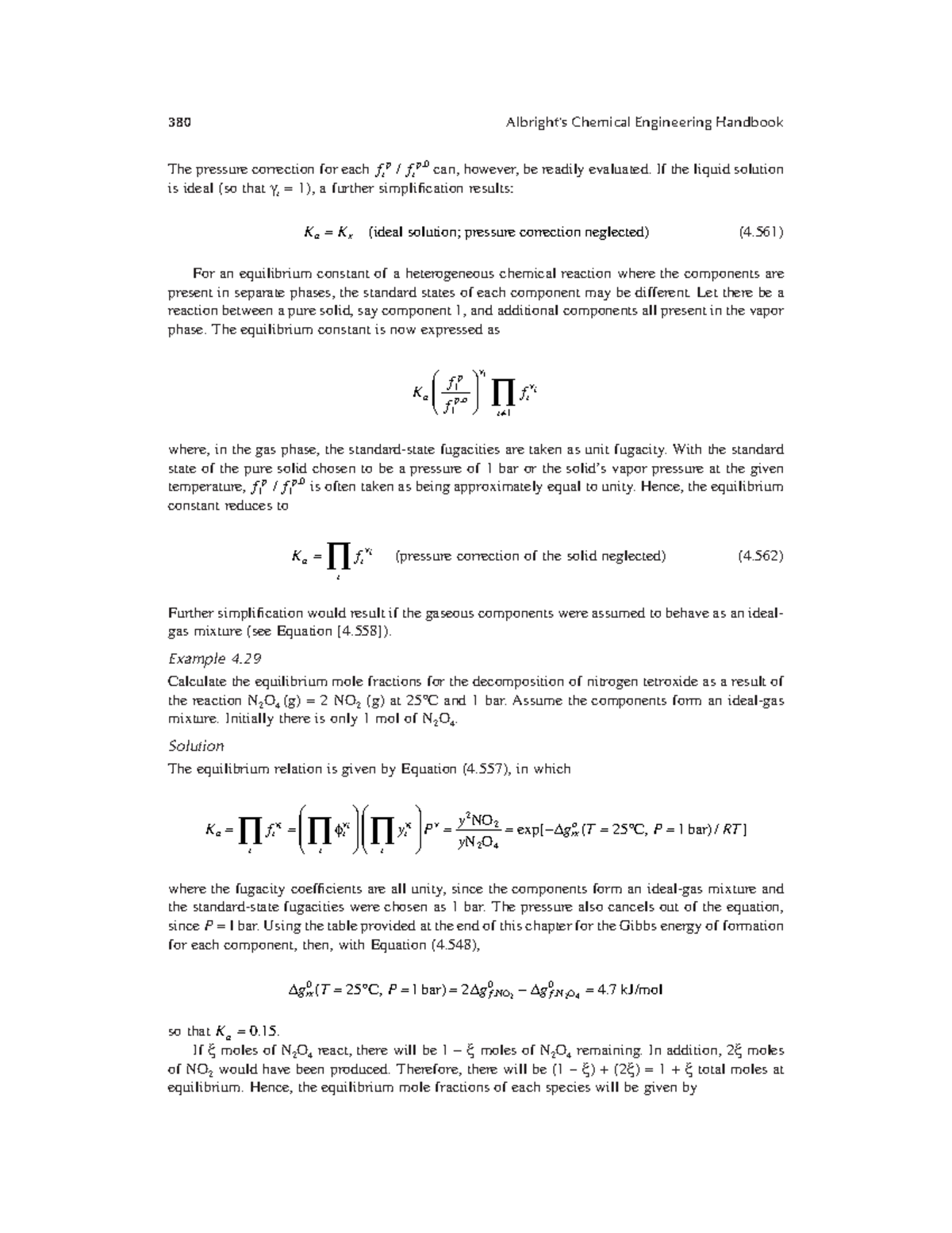 Albright's Chemical Engineering - If the liquid solution is ideal (so ...