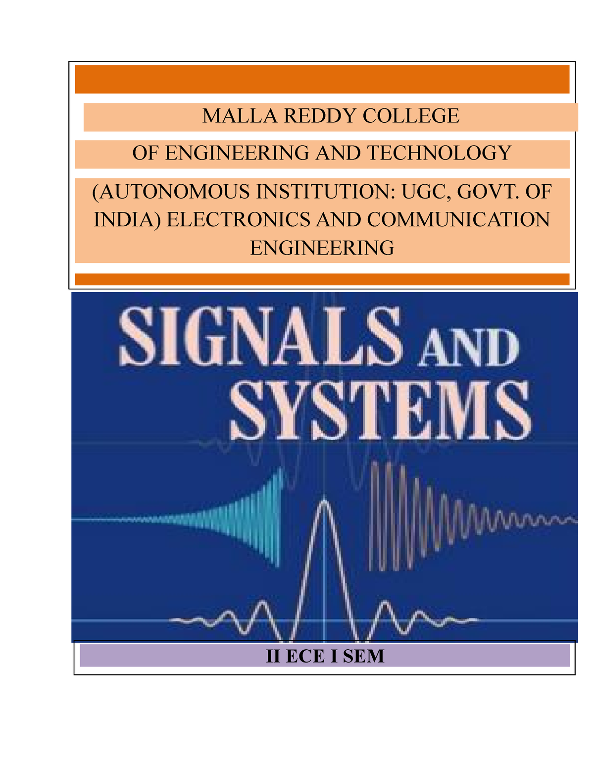 Signals AND Systems - Computer Science - SGBAU - Studocu