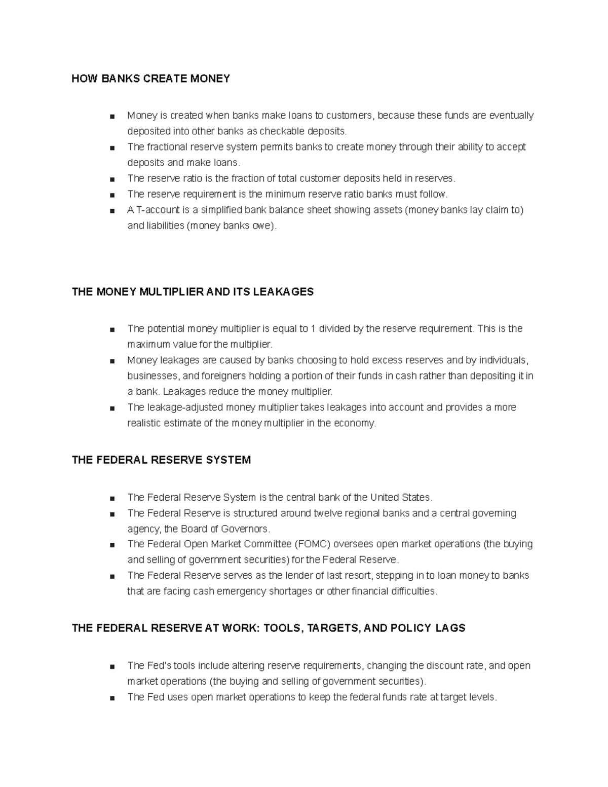 Econ Chapter 12 Lecture notes 9 HOW BANKS CREATE MONEY Money is