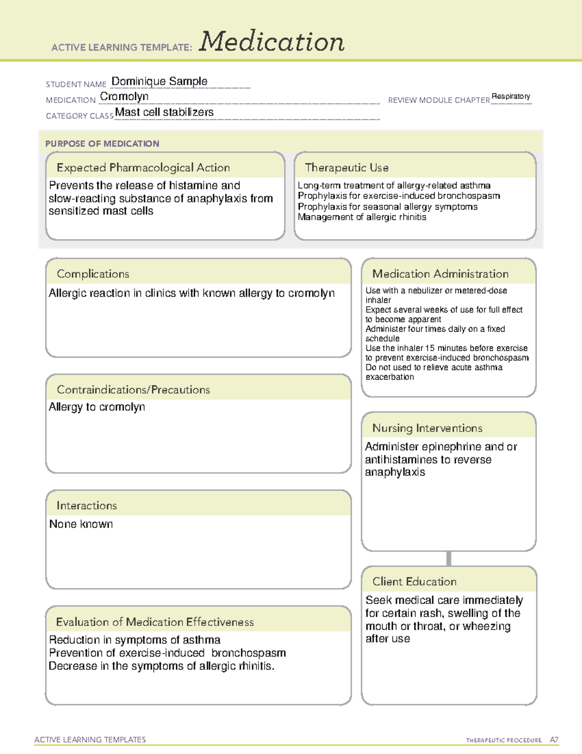 Cromolyn Active Learning Template - ACTIVE LEARNING TEMPLATES ...