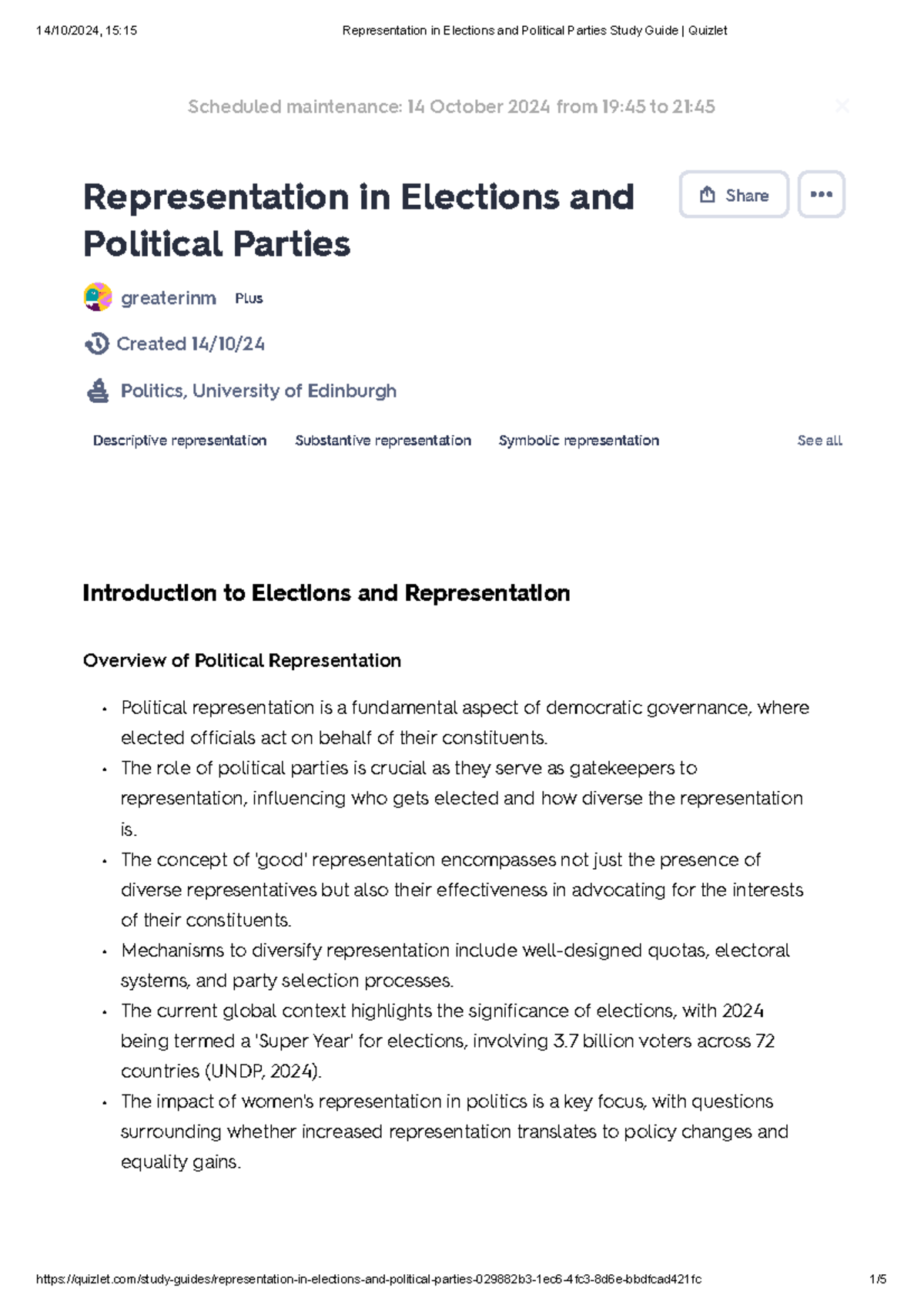 Representation in Elections and Political Parties Study Guide ...