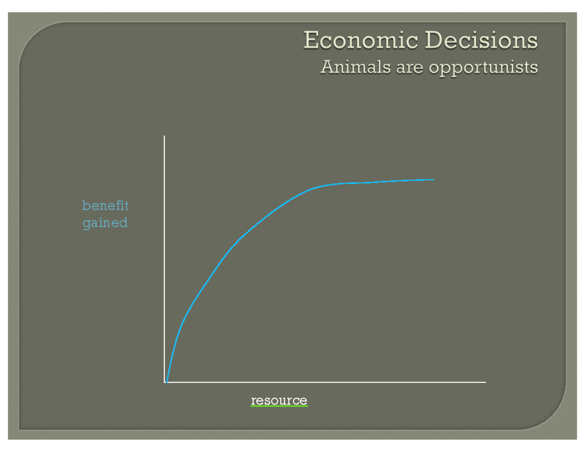 Lecture 6 Economic Decisions benefit gained resource cost or