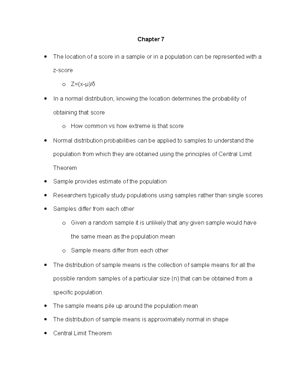 Chapter 7 - Lecture notes 7 - Chapter 7 The location of a score in a ...
