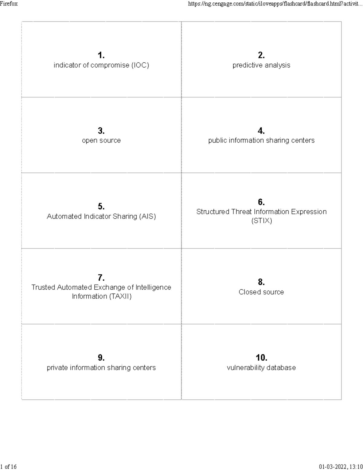 Module 4 Assignment 1. indicator of compromise (IOC) 2. predictive