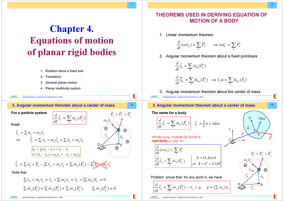 P3-chapter 4 Equations Of Motion Of A Rigid Body - Applied Mechanics ...