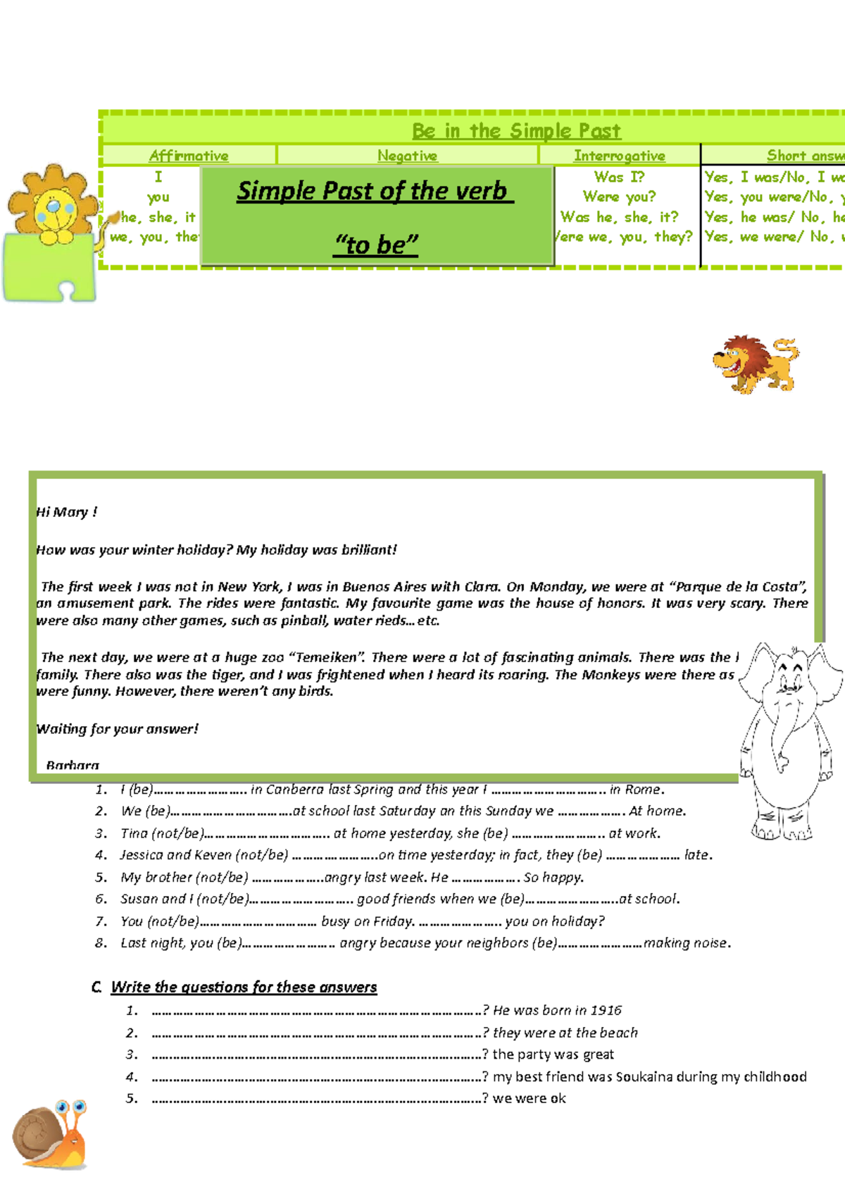 Downloadfile-53 - Simple past simplified - Be in the Simple Past ...
