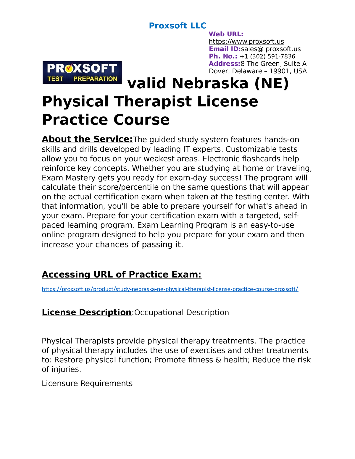 Valid Nebraska NE Physical Therapist License Practice Course   Thumb 1200 1553 