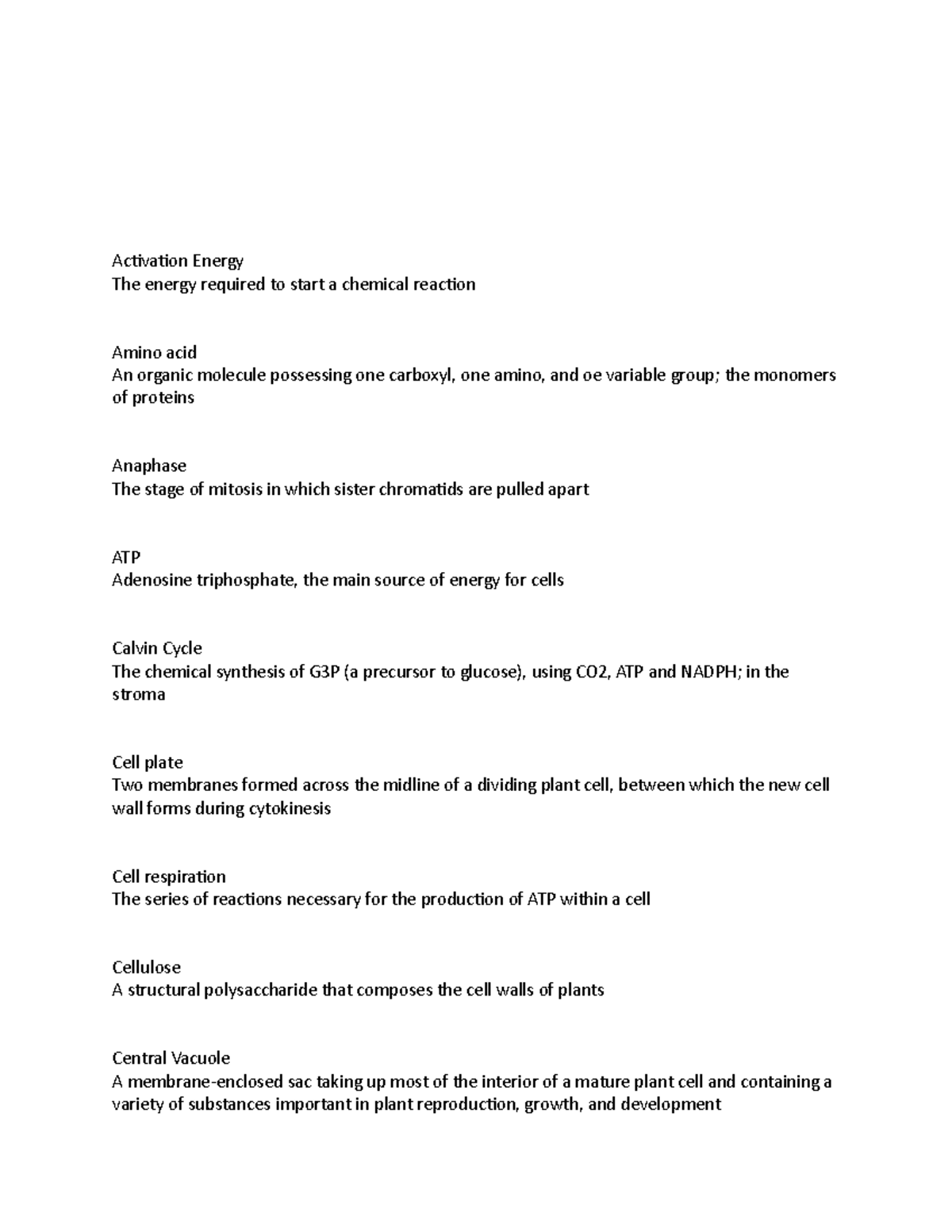 cell-and-molec-vocab-notes-activation-energy-the-energy-required-to-start-a-chemical-reaction