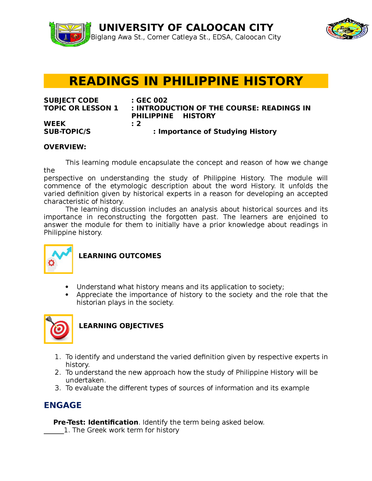 Module 1 RPH 1 - Reading philipines history this the most unforgetable ...