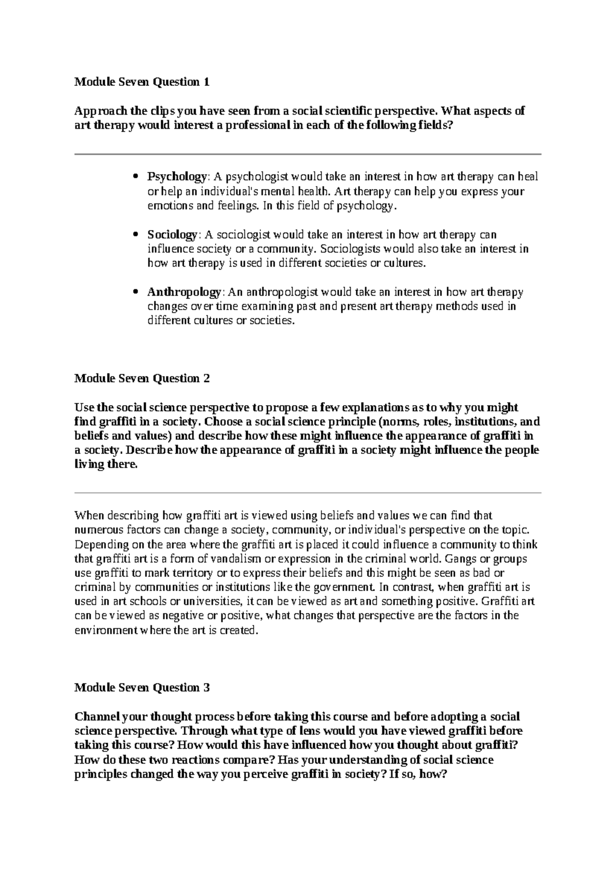 Module 7 Short Responses - Module Seven Question 1 Approach the clips ...