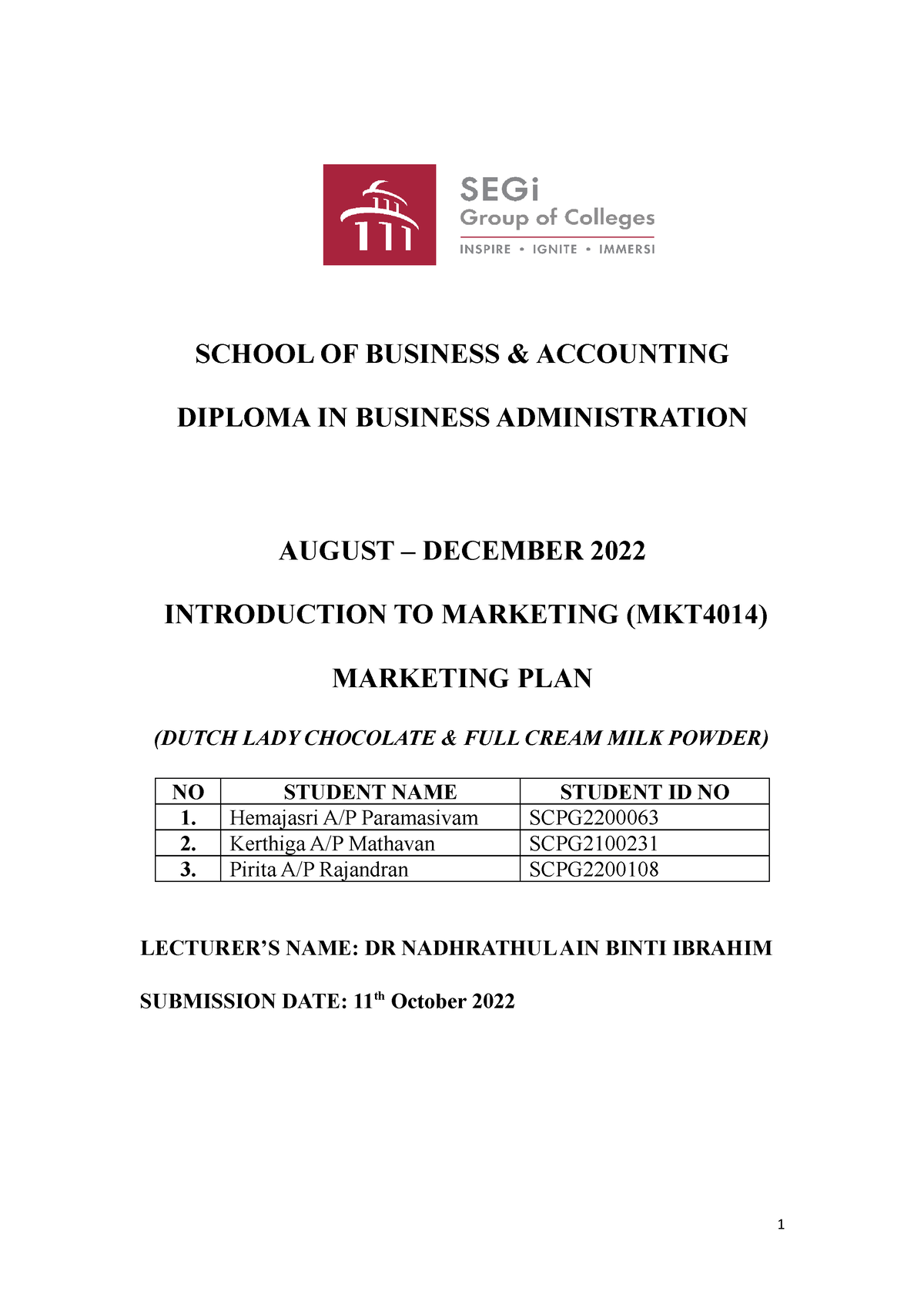 Final Report-2 - Please Support - SCHOOL OF BUSINESS & ACCOUNTING ...