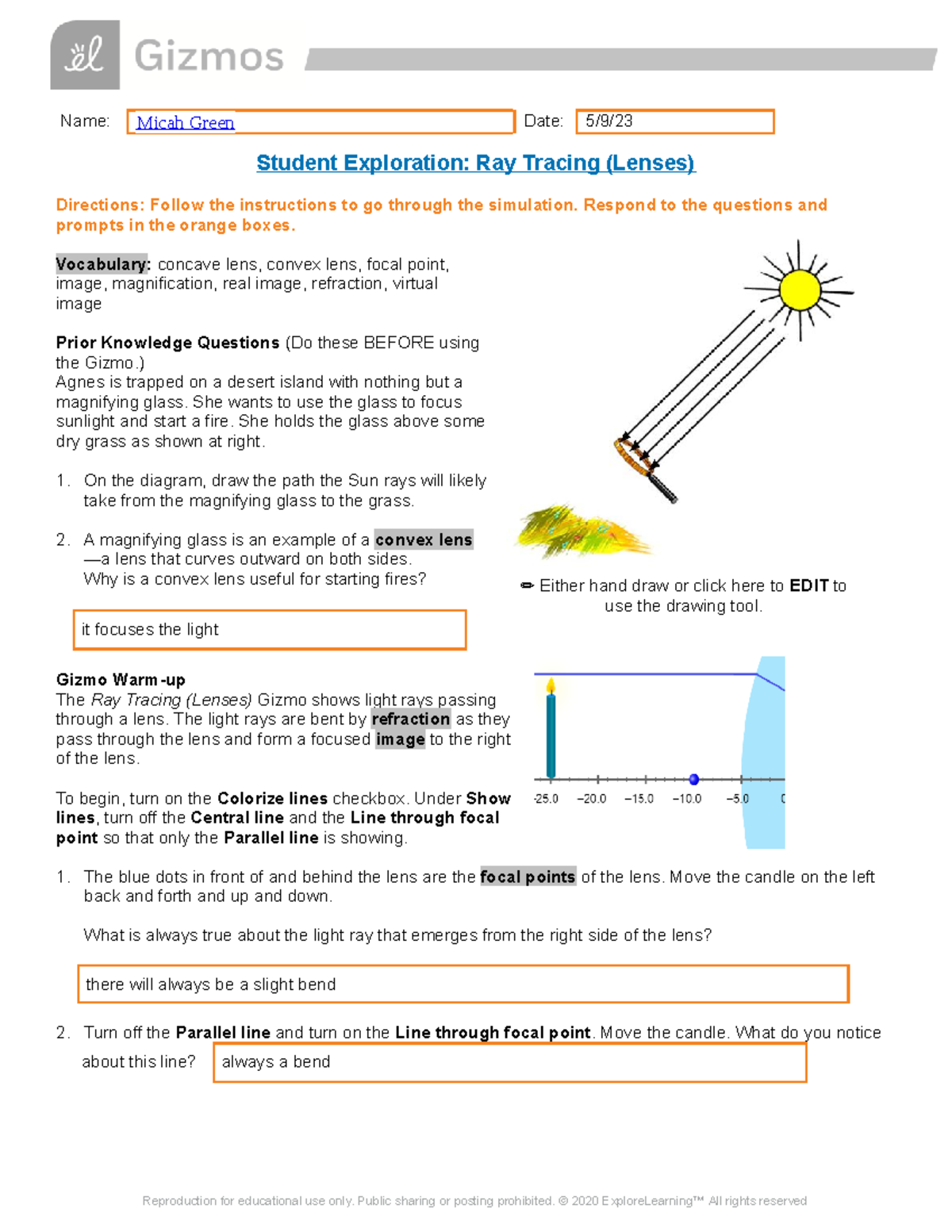 Micah Green Ray Tracing Lenses Lab Gizmo 9983512 Name Micah