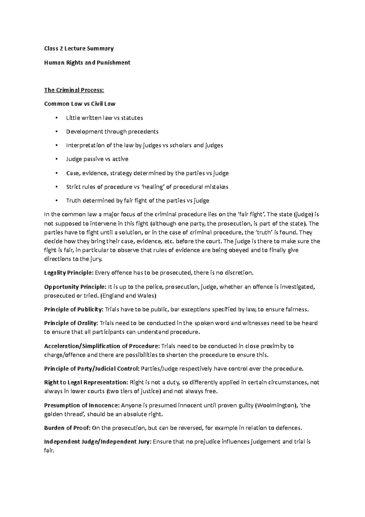 Class 100000 Lecture Summary - Class 2 Lecture Summary Human Rights and ...