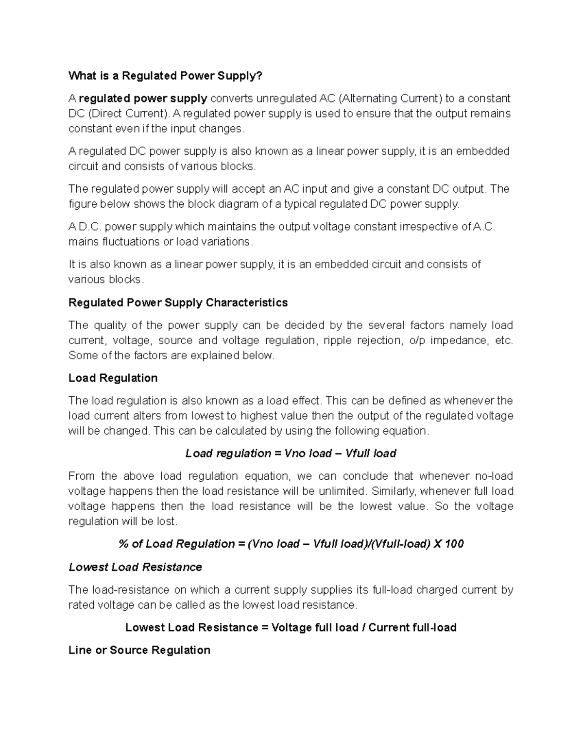 Basic-Electronics- Report - What is a Regulated Power Supply? A ...
