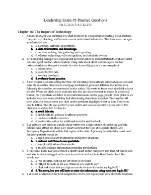 Leadership Exam 1 Practice Questions - GNUR 383 Exam 1 Study Guide ...