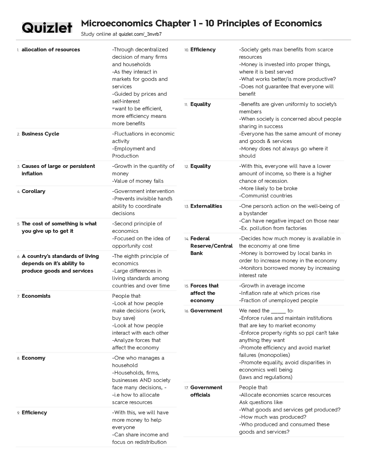 1.Ten Principles of Economics(Definitions) - Microeconomics Chapter 1 ...