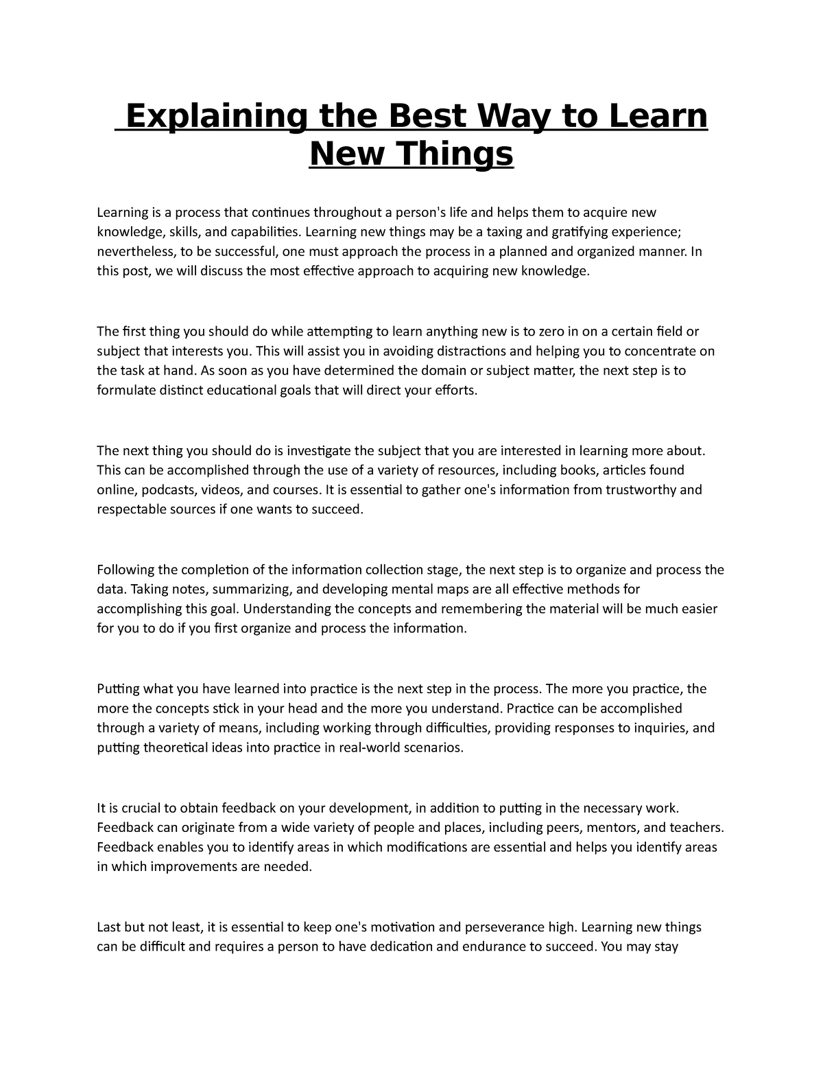 learning new things essay
