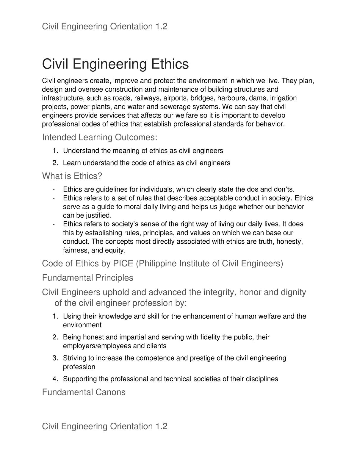 civil engineering ethics essay