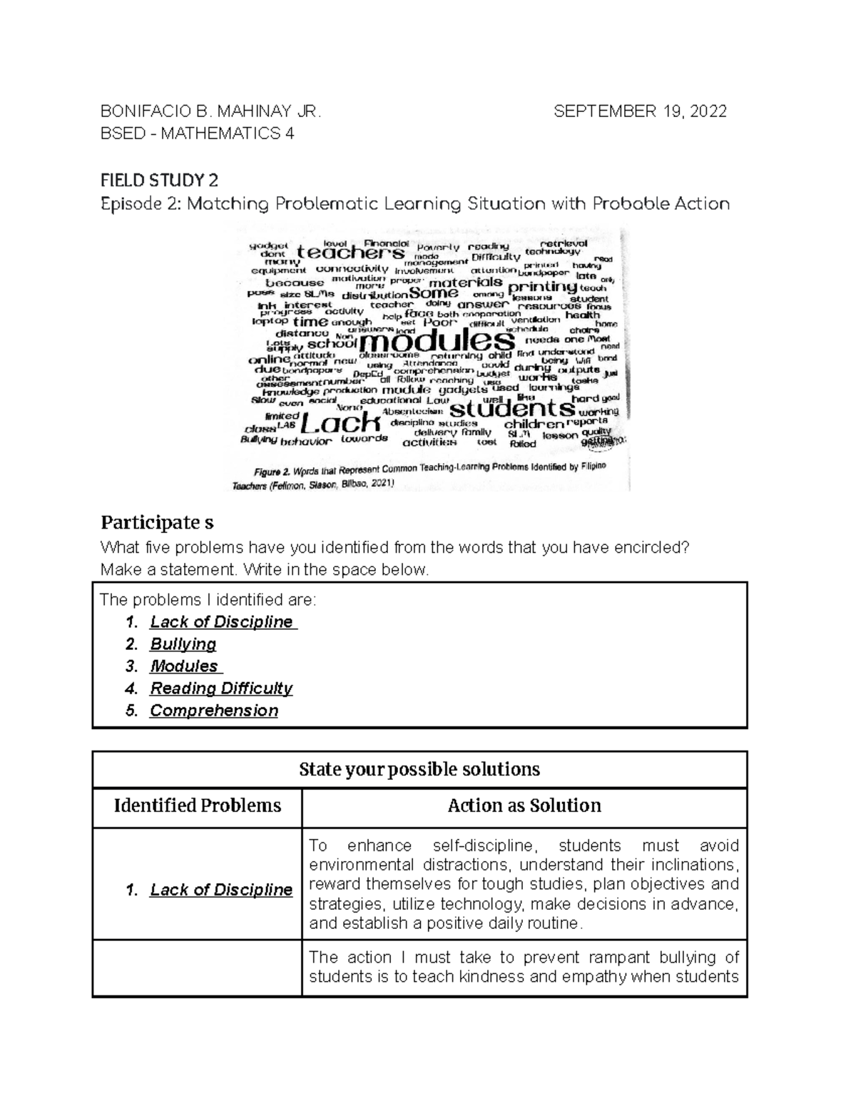 Episode 2 Matching Problematic Learning Situation with Probable Action ...
