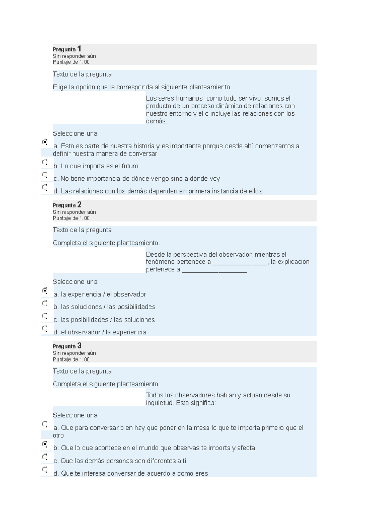 La Comunicación Humana 1 - Pregunta 1 Sin Responder Aún Puntaje De 1 ...