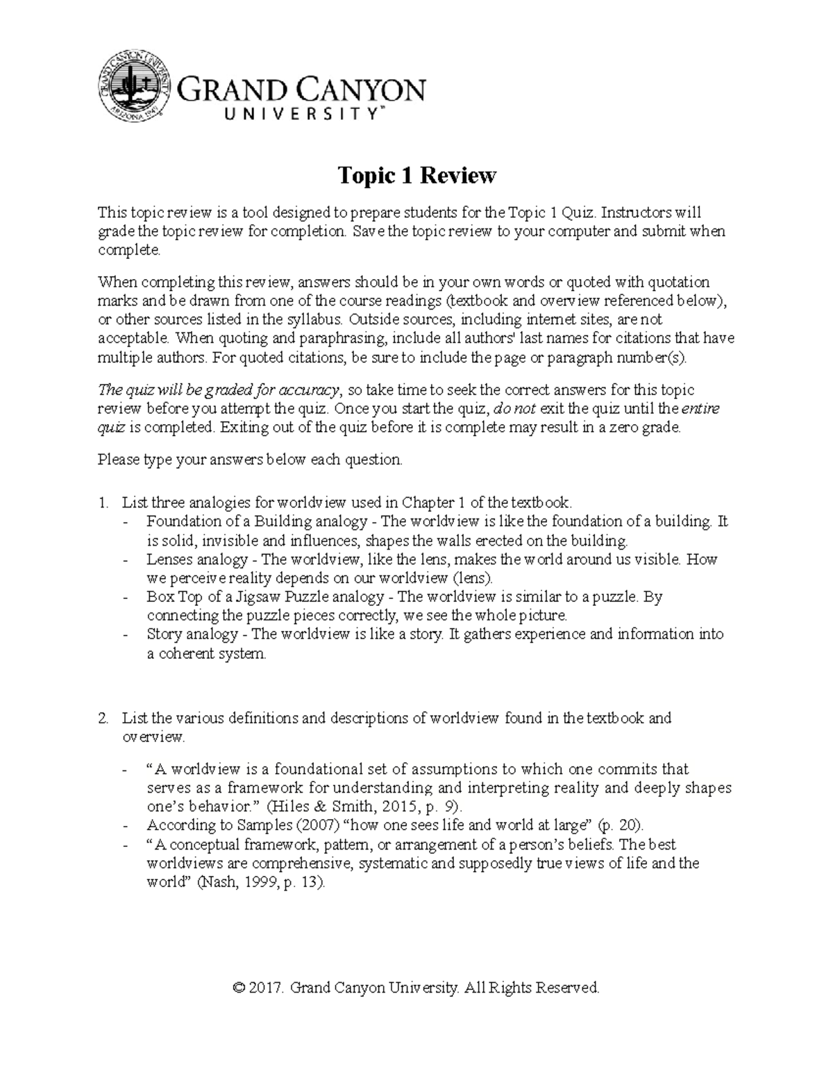 CWV 101 RS T1Review Online - Topic 1 Review This topic review is a tool ...
