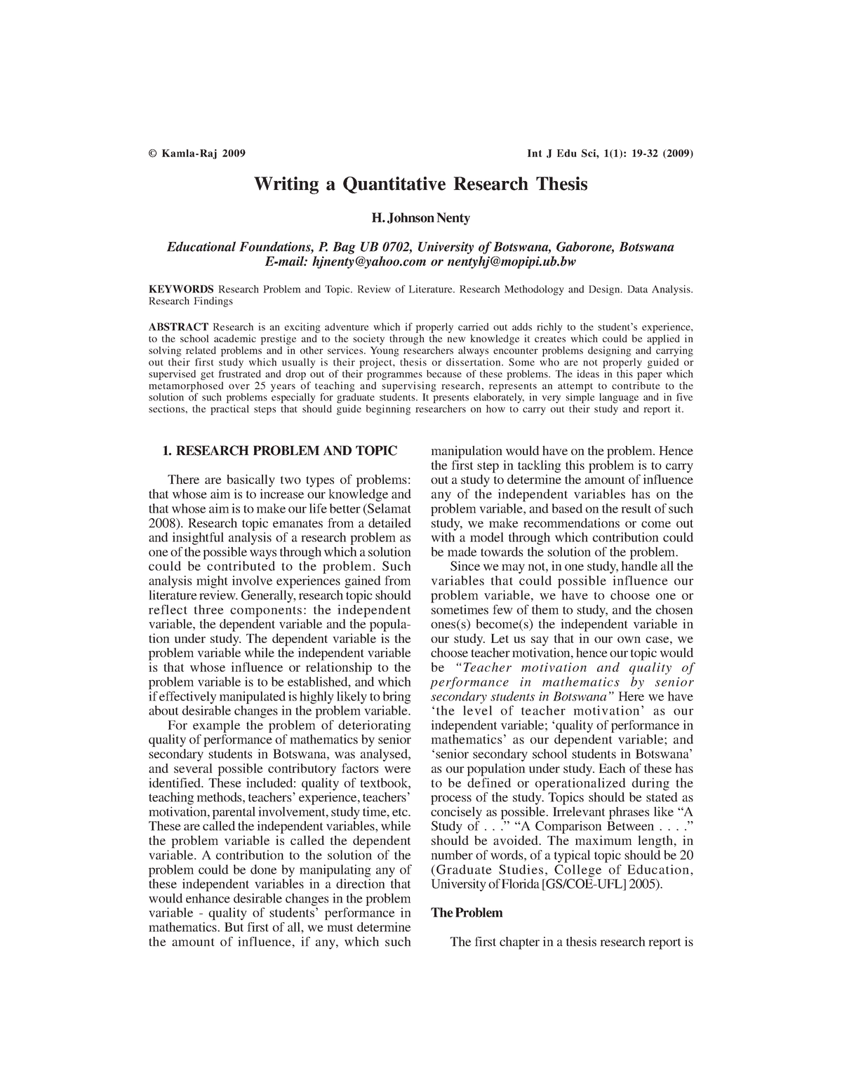 writing research quantitative