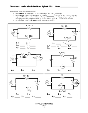Series Circuit Problems Wkst - Worksheet- Series Circuit Problems, Episode  903 Name - Studocu