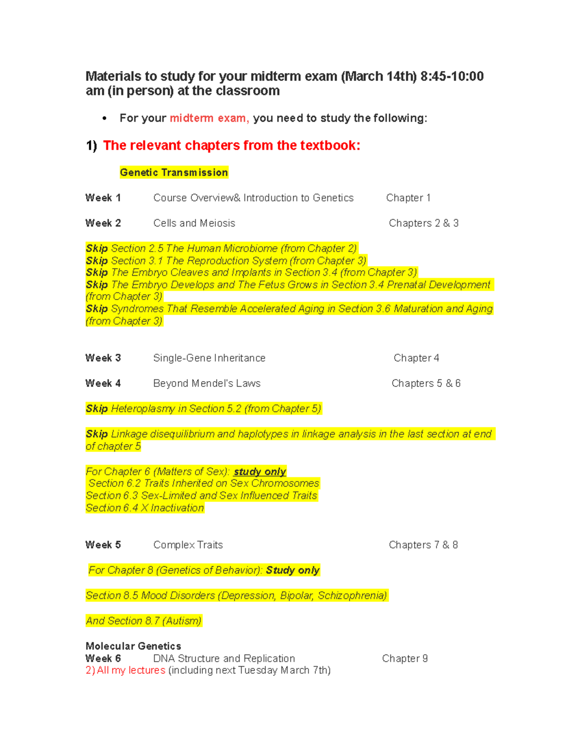Materials to study for your midterm exam - Studocu