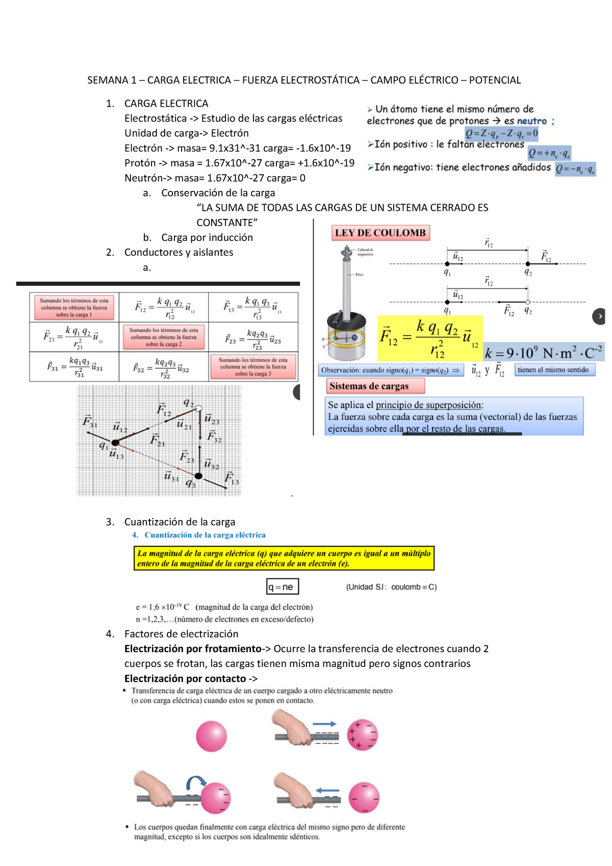 Repaso Fisica - BIEN - SEMANA 1 – CARGA ELECTRICA – FUERZA ELECTROST ...