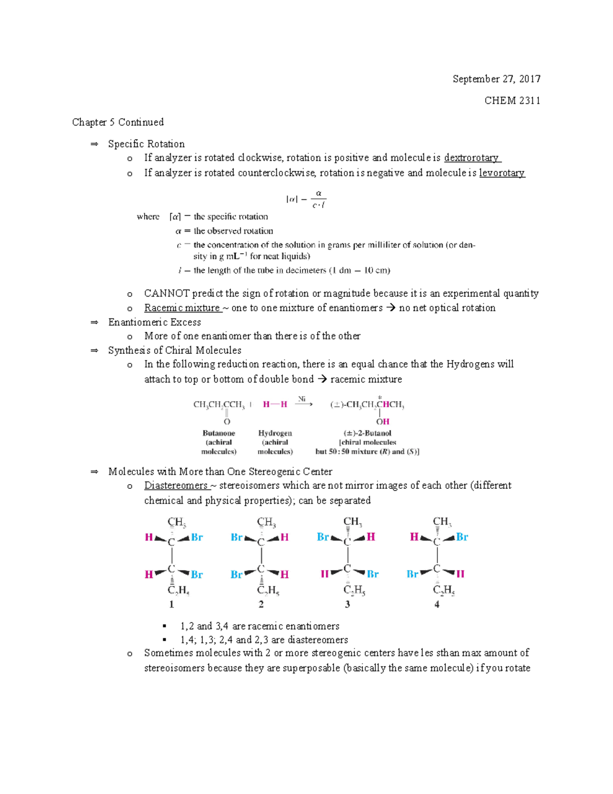 Chapter 5 Sept 27 - September 27, 2017 CHEM 2311 Chapter 5 Continued ...