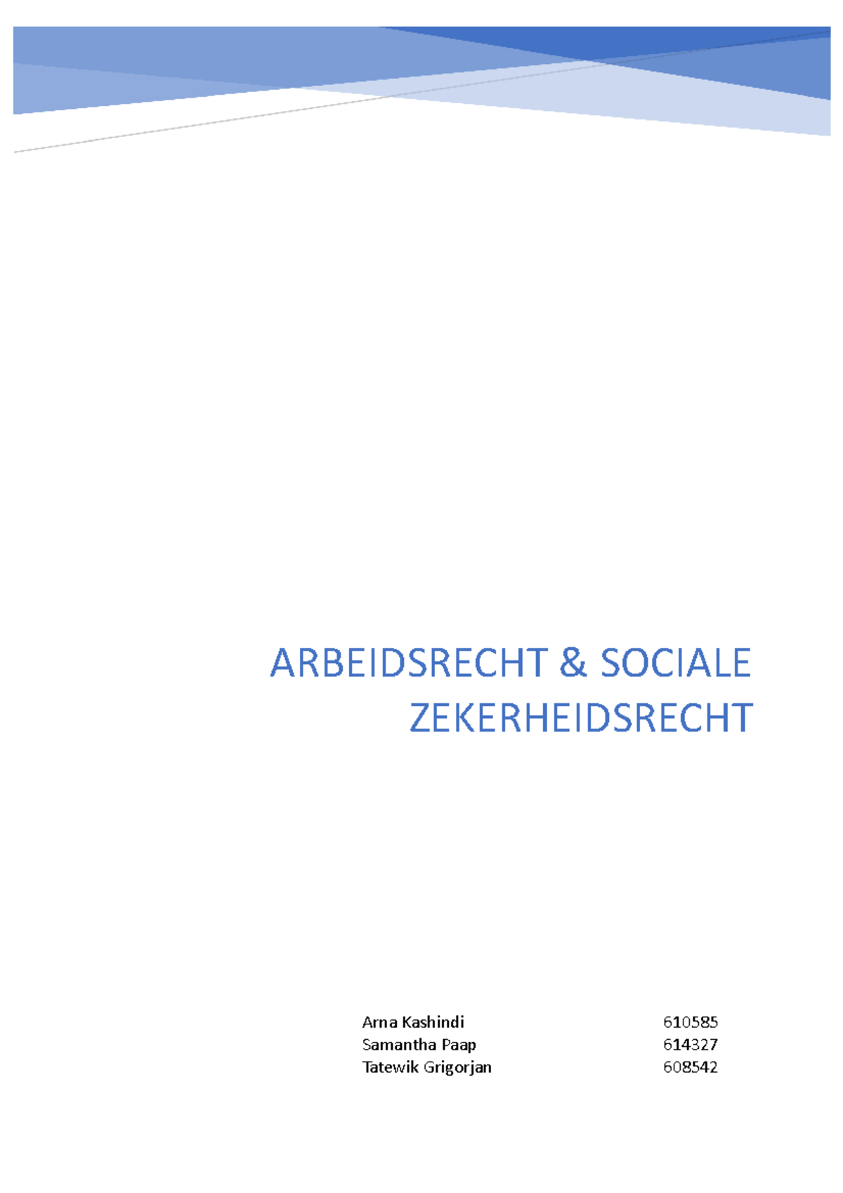 Arbeids- En Sociale Zekerheidsrecht - ARBEIDSRECHT & SOCIALE ...