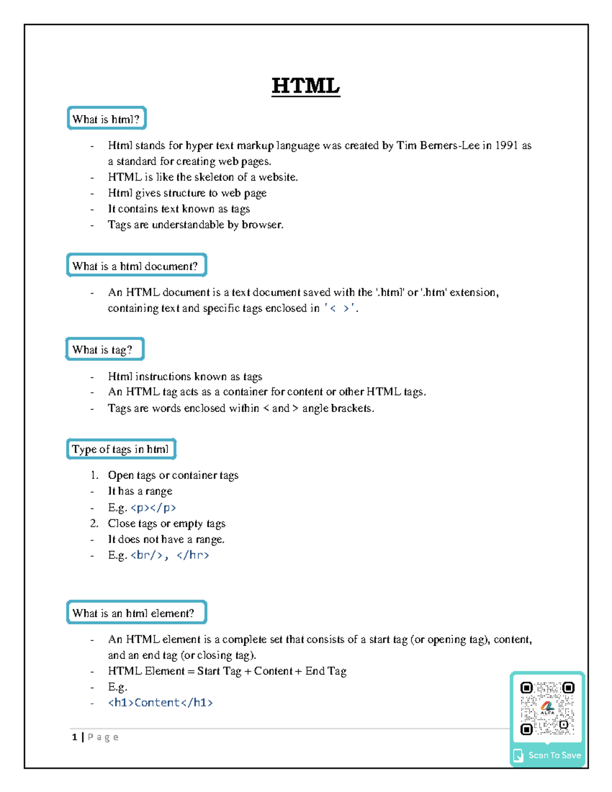 Html notes - Nothing - HTML What is html? - Html stands for hyper text ...