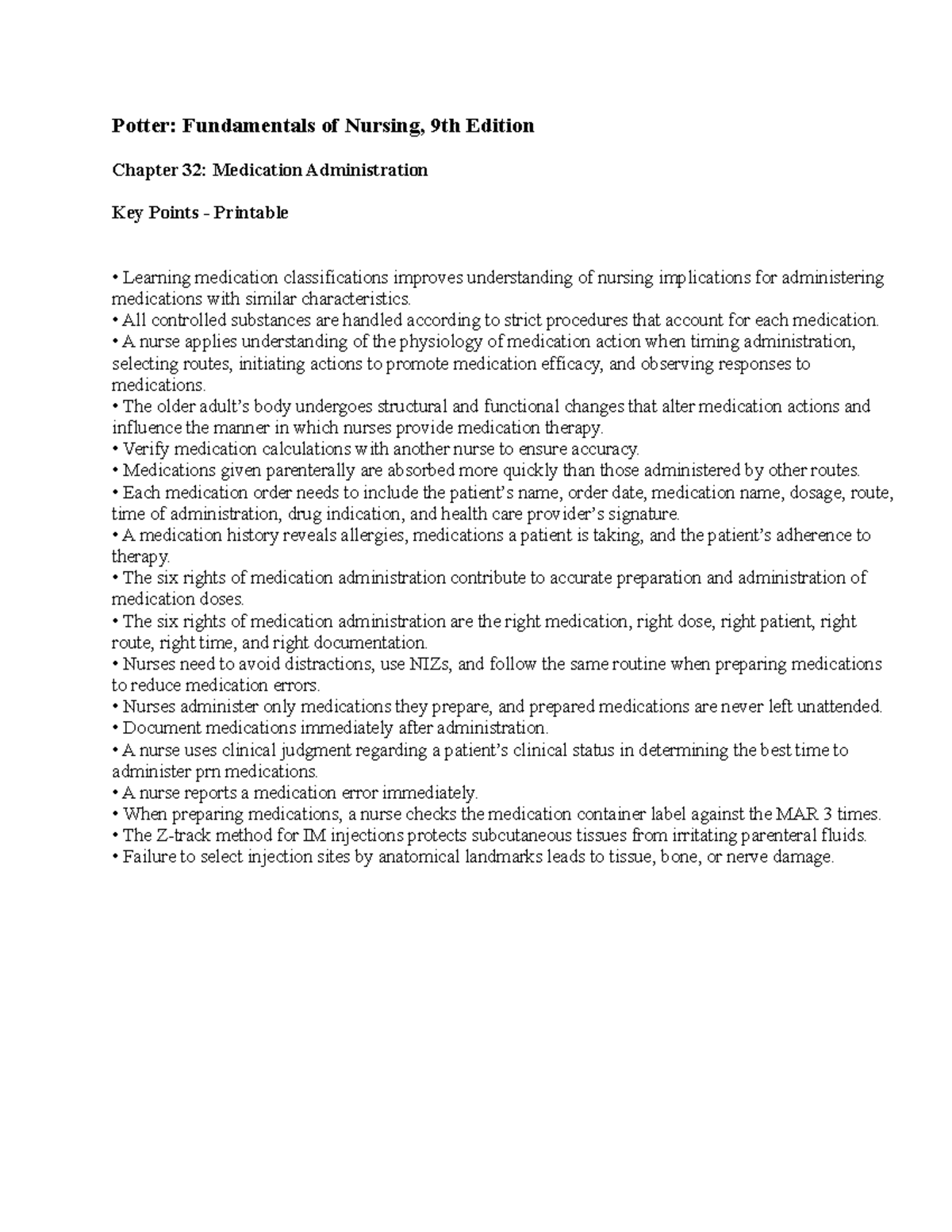 Key Points of Medication Administration - Potter: Fundamentals of ...