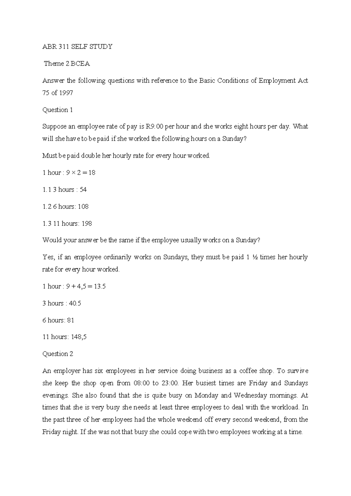 ABR 311 SELF Study - Summary Labour law - ABR 311 SELF STUDY Theme 2 ...
