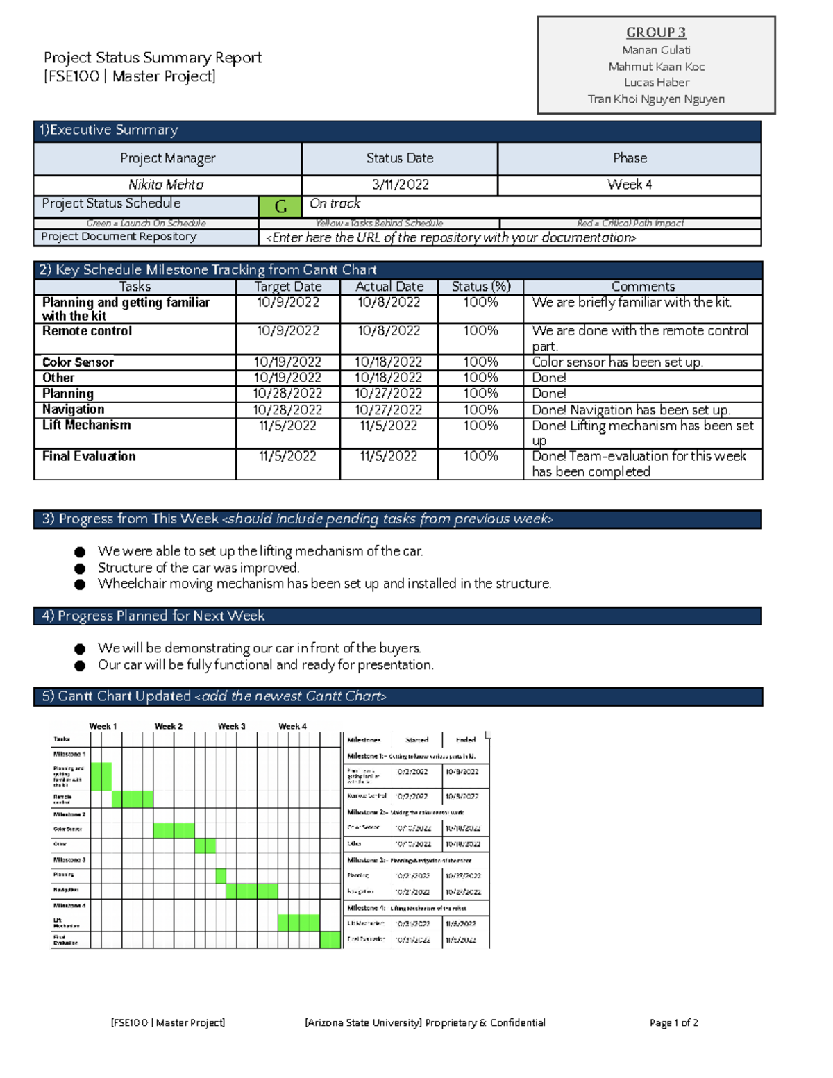 Implementation Document - Milestone 4 - Project Status Summary Report ...